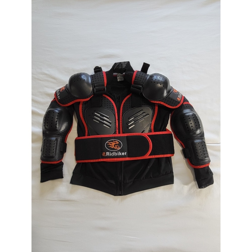 Ridbiker Kids Full Body Armor Jacket Motocross MTB Protective Gear Black Red XS